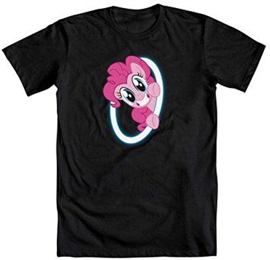 My Little Pony Pinkie Pie Portals Peek A Boo Adult Black T-Shirt (Adult XX-Large)
