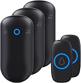 SECRUI Wireless Doorbell 3 Receiver 2 Transmitter IP55 1000ft 52 Chimes Black
