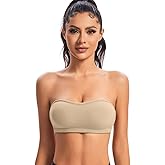 ANGOOL Strapless Bra for Women Stay-Up Padded Non-Slip Silicone Bandeau Bra Seamless Comfort Wirefree Tube Top
