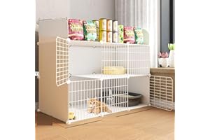 FDSDEFEN Cat Cage Indoor DIY Cat Playpen Detachable Metal Wire Kennels Indoor Enclosures DIY Cat Playpen Metal Kennel (2 Tier)
