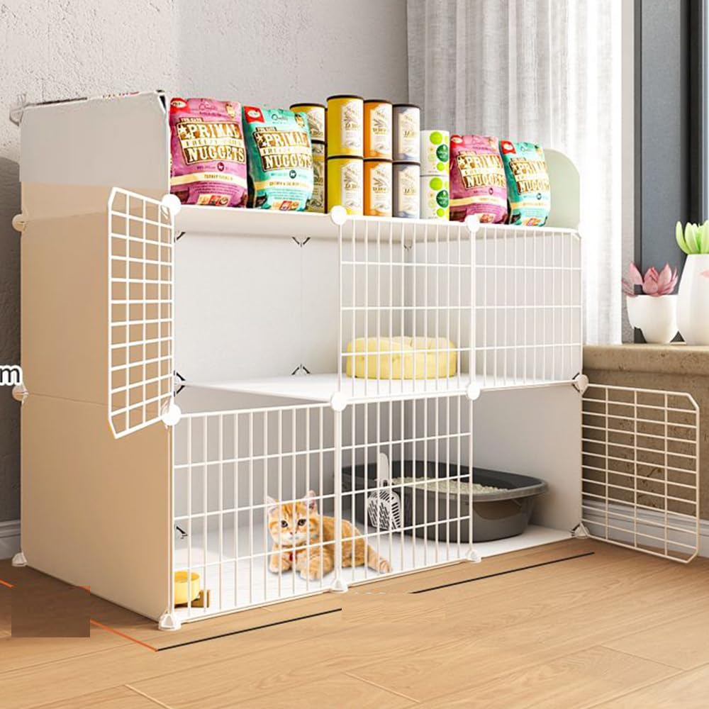 Photo 1 of Cat Cage Indoor DIY Cat Playpen Detachable Metal Wire Kennels Cat Cage Indoor Cat Enclosures DIY Cat Playpen Metal Kennel (2 Tier)