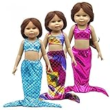 Papabasi 3set Little Mermaid Tail Costume Outfit Doll Clothes for 18
