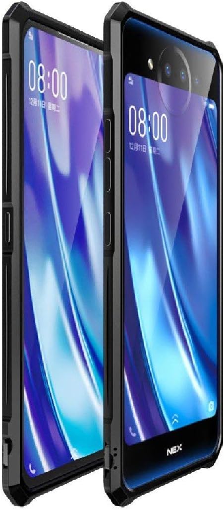 Vivo Nex2 Bumper Case, Newest Metal Frame Real Tough Back Protect Cover, HUZIGE Fanatic Cool Hard Sheild Slim Noble Armor Shell Case For Vivo Nex 2 Black