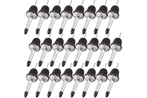 Newk Stainless Steel Pourers, 24 Pack Classic Bottle Pourers Tapered Spout with Rubber Caps, Suitable for Pours Liquor, Vineg