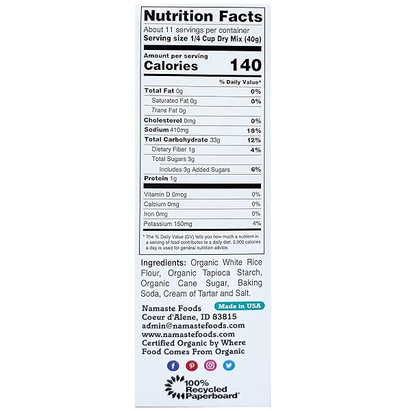 NAMASTE FOODS ORGANIC GLUTEN FREE ALL PURPOSE BAKING MIX, 16 OUNCES – ALLERGEN FREE