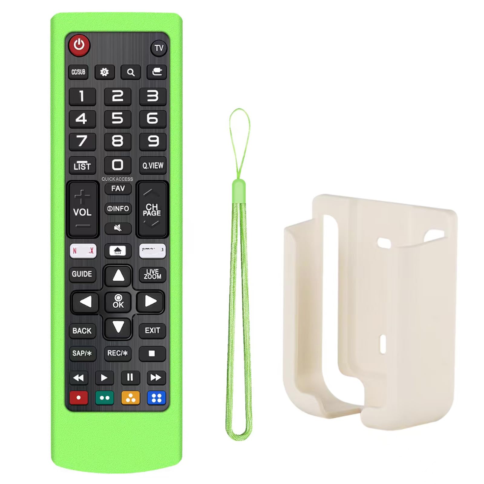 Photo 1 of (1+1+1 Packs) Universal Replacement Remote No Setup Fit LG TV with Green Soft Protective Silicone Cover & Mount Holder Compatible with LG All Smart LCD LED HDTV UHD OLED 3D 4K TVs