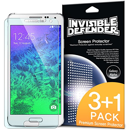 Galaxy Alpha Screen Protector - Invisible Defender [3+1 Free/MAX HD CLARITY] Lifetime Warranty Perfect Touch Precision High Definition (HD) Clarity Film (4-Pack) for Samsung Galaxy Alpha