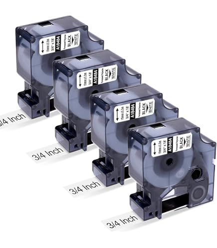 3 étiquettes Polyester Permanent Dymo Rhino 18483 - 12mm Noir Sur Blanc