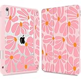 May Chen for iPad (A16) 11th Generation Case 11 Inch 2025, iPad 10th Gen Case 2022 10.9 inch, Built-in Pencil Holder with Shockproof Cover Clear Transparent Back Shell Auto Wake/Sleep, Groovy Flower