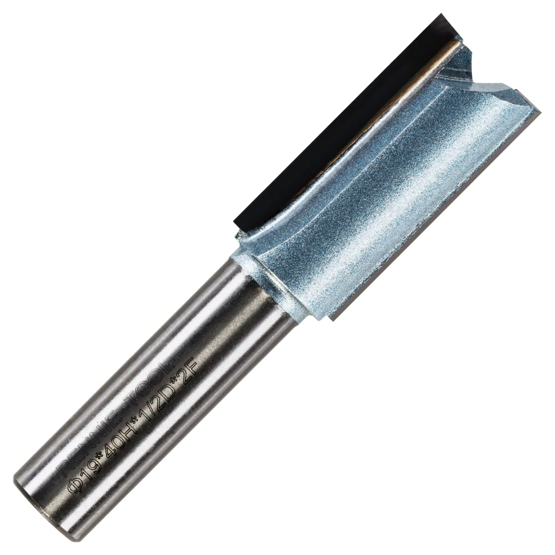 Rennie Tools - 19mm (3/4") Cutting Diameter x 40mm Flute x 1/2" Shank TCT Tipped 2 Flute Straight Router Cutter Bit. Compatible With Makita Trend Festool Hikoki Dewalt Router Etc. 19mm Router Bit