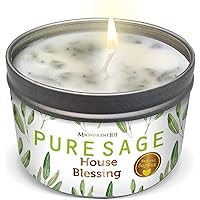 Magnificent 101 White Sage Smudge Candle for House Blessing and Cleansing Negative Energy – Natural Soy Wax and Sage Leaves i