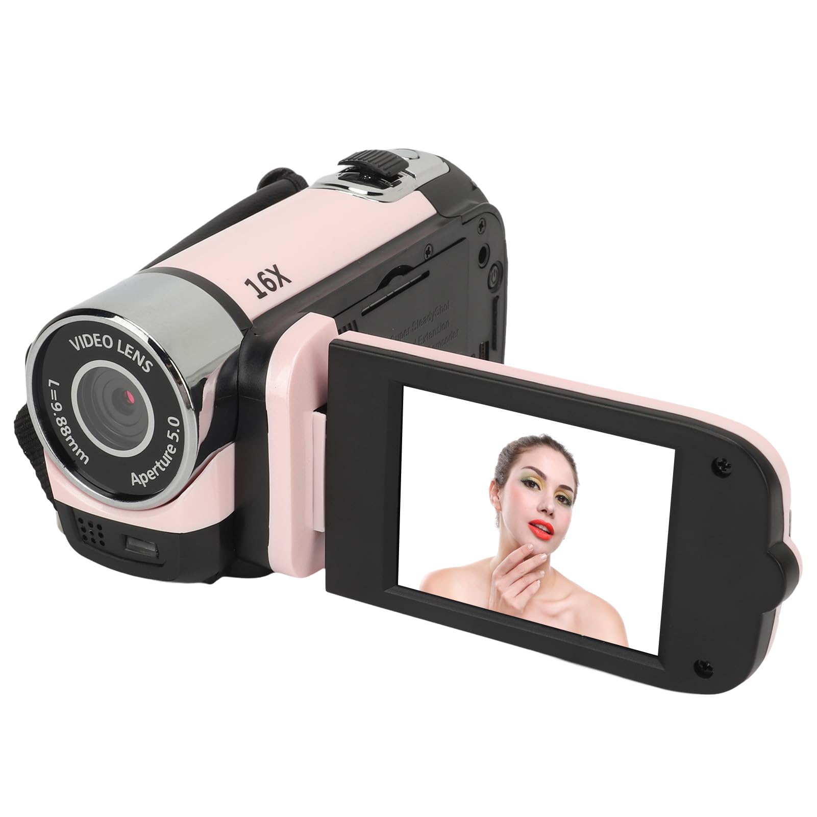 Sxhlseller D90 Digital Video Camera - 1080P 16MP Handheld Video Camcorder 16x Digital Zoom Video Camera with 2.7in TFT Rotatable Screen, HD Video Recorder Camera with Fill Light (Pink)