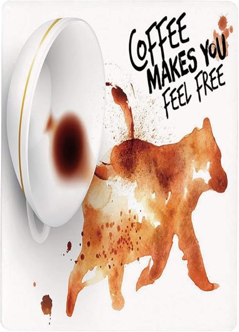 Amazon 壁紙 絵画風ポスター はがせるシール式 コーヒーアート 装飾的な心に強く訴える引用とこぼれたコーヒーカップとクマのシルエット バーントシエナブラックホワイト60x100cm 保養 気分転換 癒し リフレッシュ はがせるシール式 ウォールステッカー