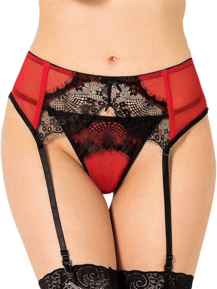 QQQQC Abbigliamento Erotico Slip Da Donna In Pizzo Trasparente Con Giarrettiera Lingerie Sexy Sleepwear 3PCS-Purple_XL - Foto 9