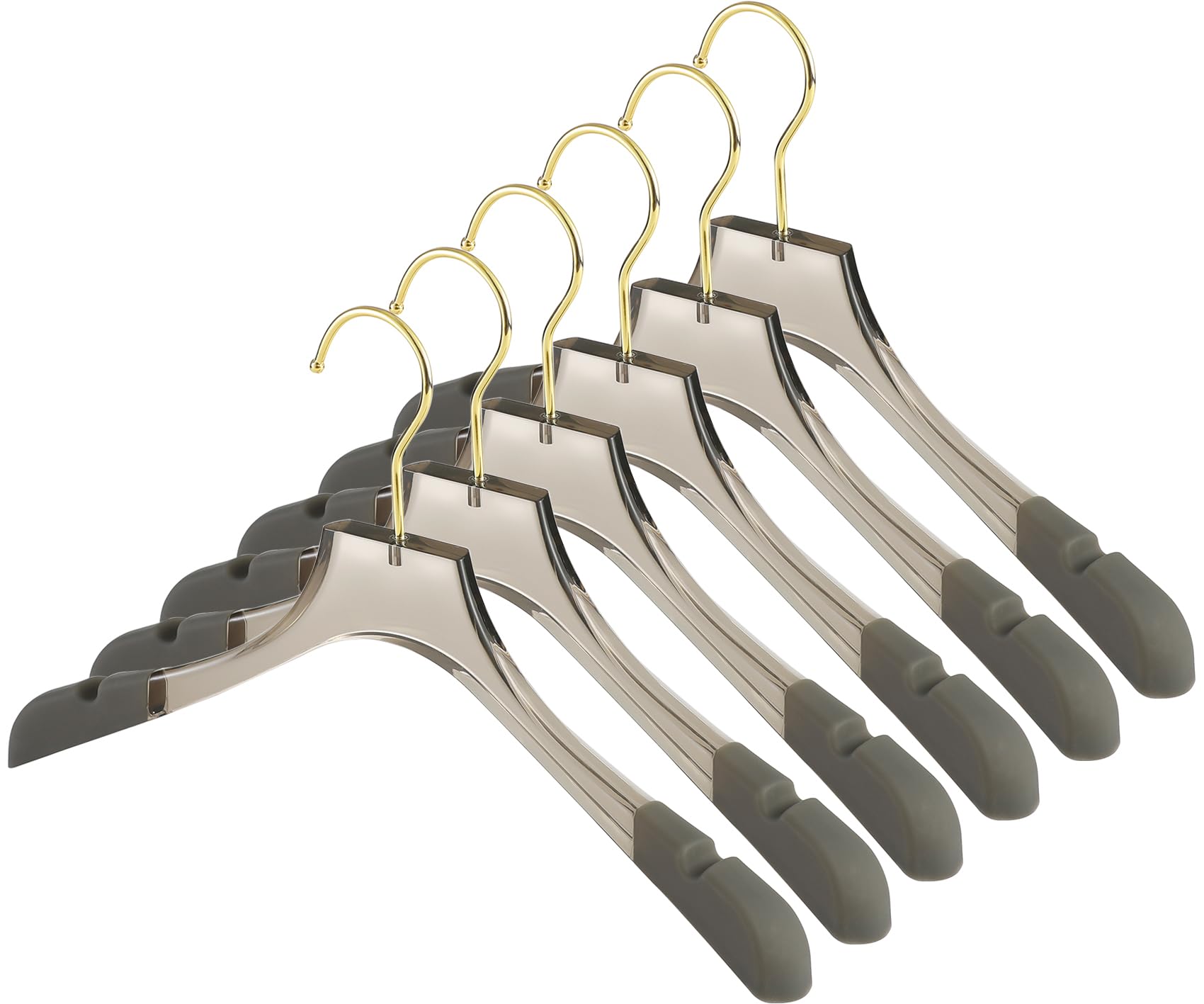Besser 6 Pack Luxury Acrylic Hangers 38 cm,Gold Acrylic Hanger for Coat Suit,Premium Crystal Non-Slip Hangers with Gold Hook