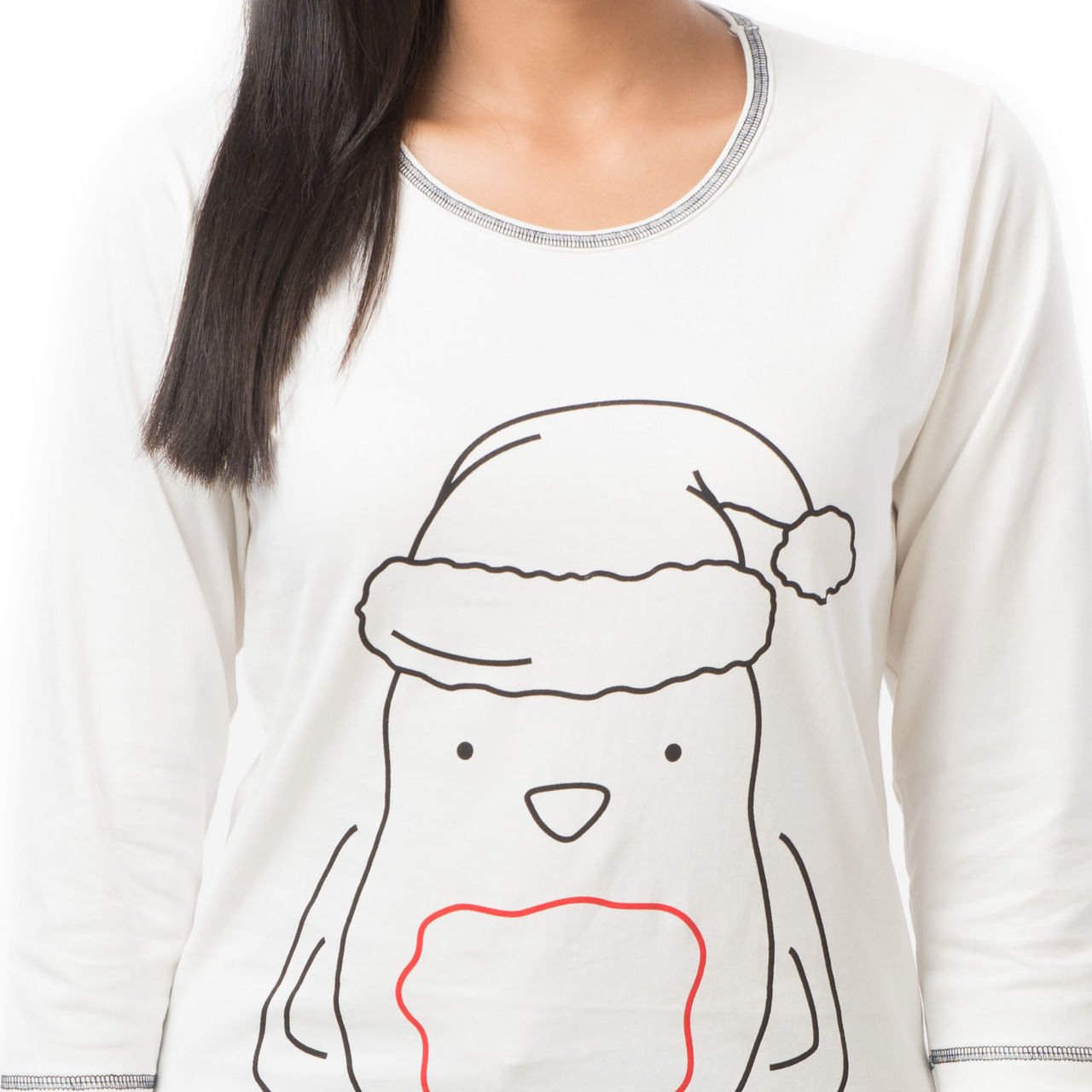 nite flite women's cute penguin winter cotton pajama set