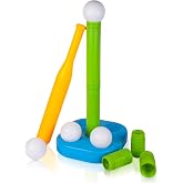 Liberry Toddler Tball Set, Baseball Toy for Boys Girls Ages 3 4 5 (Green) | Adjustable Height Tee Ball Stand, Weighted Base and Kids Baseball Bat, 4 Balls, Indoor Outdoor Game, Birthday Gift