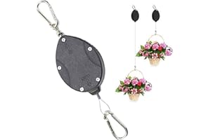 Retractable Plant Hook - Ceiling Planter Hanger | Pull Down Flower Basket Holder with Adjustable Height Mechanism, Indoor Out