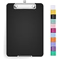 Hongri A5 Clipboard with Storage, Metal Retractable Pen Holder, 6 x 9'' Nursing Plastic Foldable Clip Board, Office Supplies, School Supplies, Menu Box for Work, Black