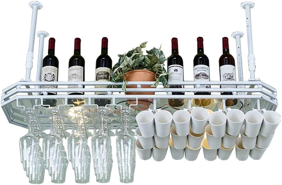 Free Standing Wine Shelf Glass Panel Stemware Racks Ceiling Mounted