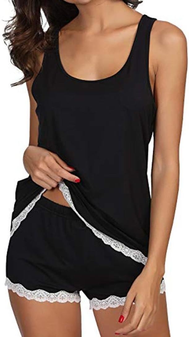 TOTOD Womens Pajama Sets Striped Sleeveless Sleepwear Suit causal Tank with Short