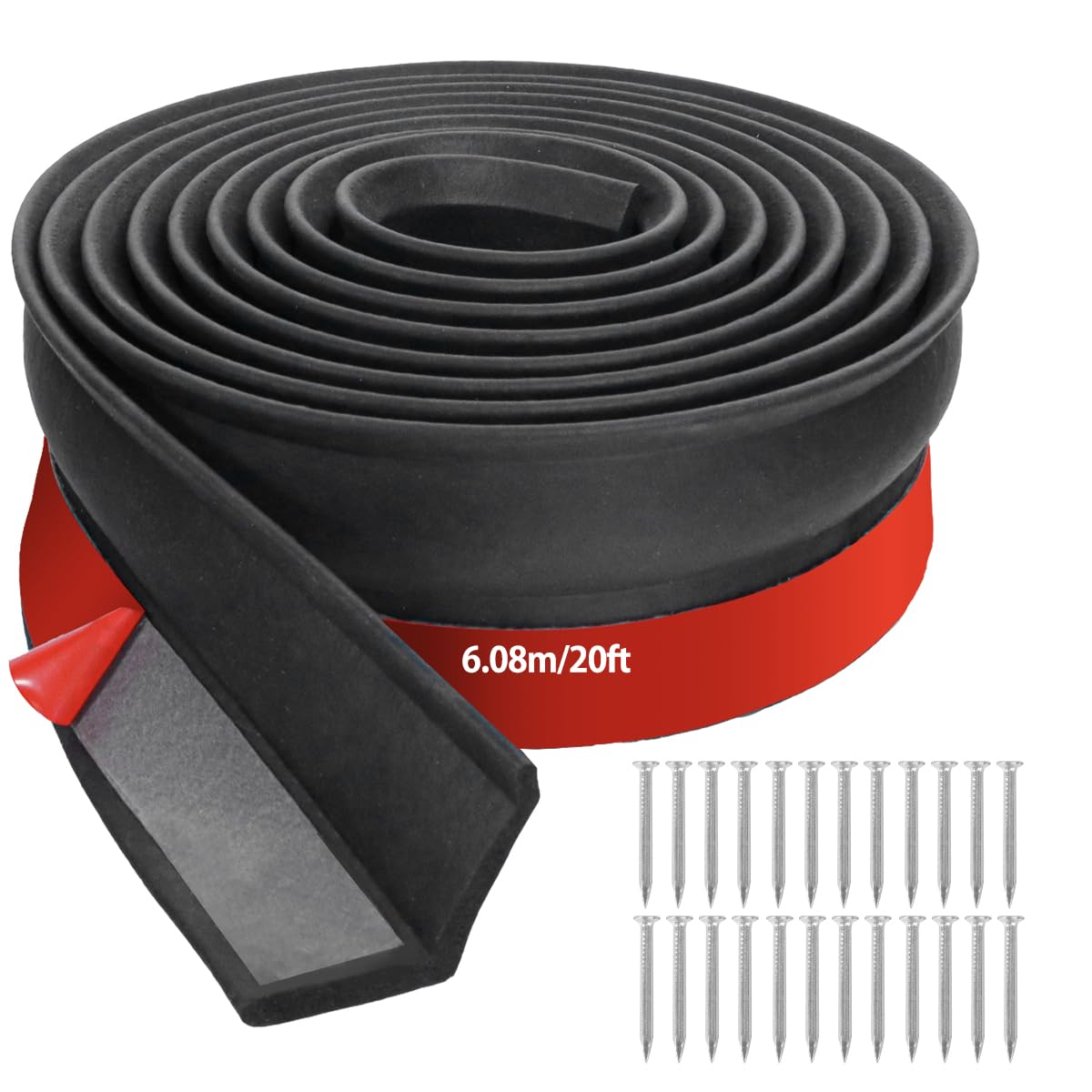 Garage Door Seal 6m Draft Excluder for Garage Doors Weather Sealing Strip Kit with Nails