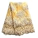 5 Yards African Lace Fabrics Nigerian French Beaded Tulle Fabric (Yellow)