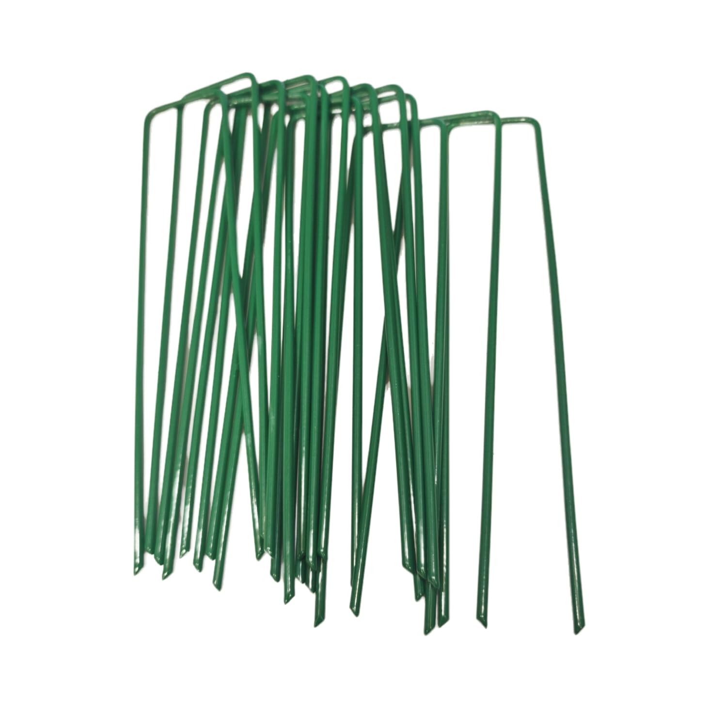 Garden Pegs Stakes Staples Securing Lawn U Shaped Nail Pins, Ideal for Securing Lawn Farm Sod Weed Barrier Landscape Grass Fabric Netting (Green, 20Pcs)