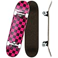 Yocaher Pro Skateboards Blank, Checker, Camo Professional Complete Skateboard 7.75" w/ 7Ply Maple Deck, Aluminum Alloy Truck, ABEC-9 Bearing, 54mm Skateboard Wheels, Concave Cruiser Trick Skateboard