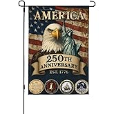 250 Years Garden Flag 12x18 Double Sided America 250th Anniversary 1776 2026 Semiquincentennial Flag for Outside House Indoor Yard Patriotic Banner Decor