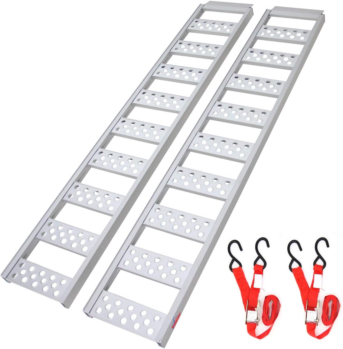 Ruedamann 77” L x 13” W Aluminum Loading Ramp,Portable Loading Ramp for Lawn Tractors, Mowers,Motorcycles,Truck,ATVs etc,1500 lb Capacity, 2 Pcs, Sold for Pair(AR4051)