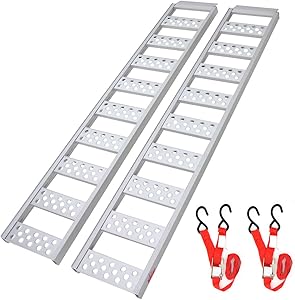 Ruedamann 77” L x 13” W Aluminum Loading Ramp,Portable Loading Ramp for Lawn Tractors, Mowers,Motorcycles,Truck,ATVs etc,1500 lb Capacity, 2 Pcs, Sold for Pair(AR4051)