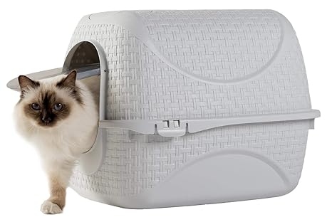 PETGARD Katzentoilette Katzenklo Haubentoilette mit Rattan Optik, Filter und Streuschaufel
