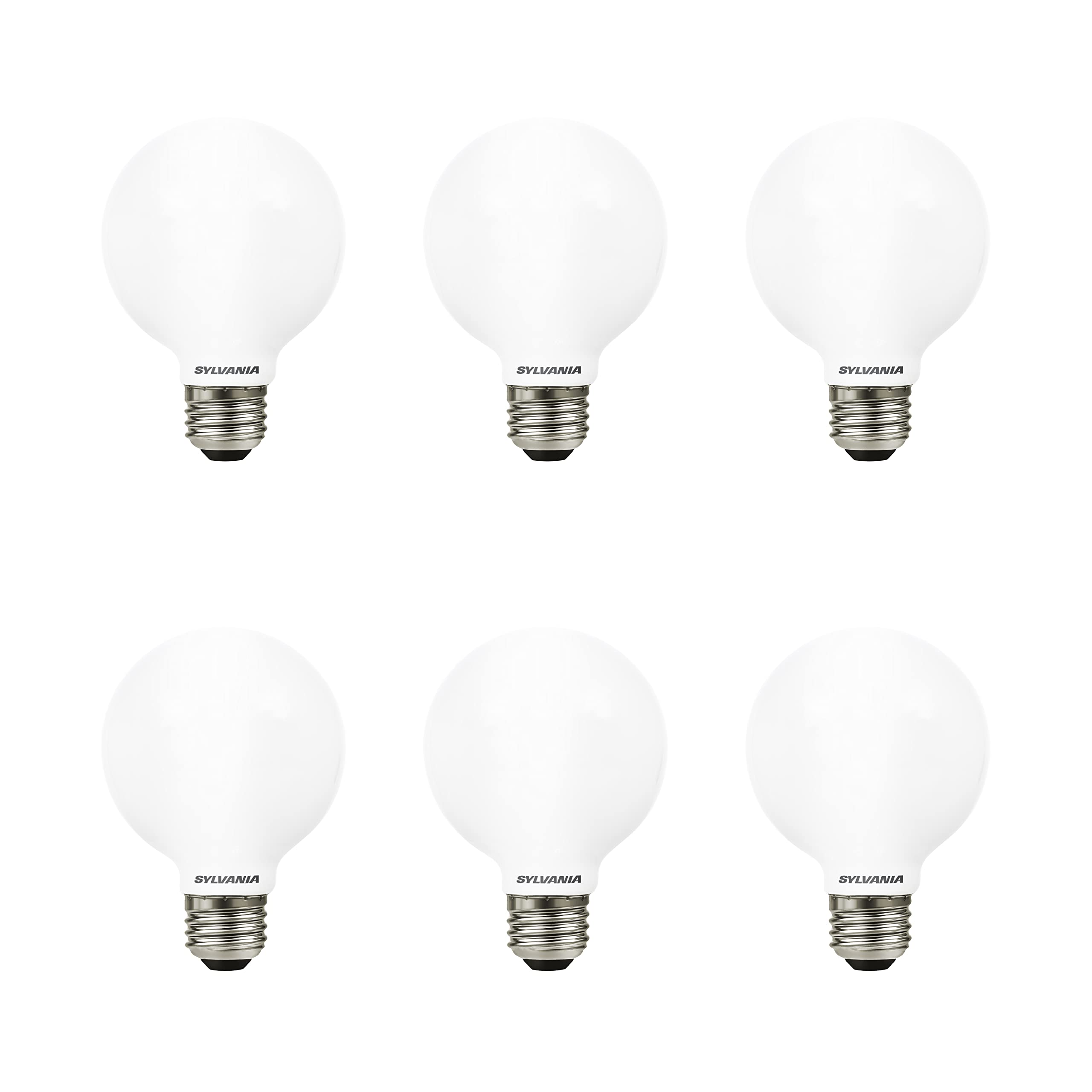 Photo 1 of **MISSING 2 BULBS** SYLVANIA LED TruWave Natural Series Globe G25 Light Bulb, 40W Equivalent, Efficient 4.5W, 350 Lumens, Dimmable, Frosted, 2700K, Soft White - 6 Pack (40887)
