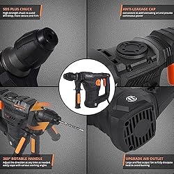[Upgraded] 12.3 Amp Rotary Hammer Drill, 1-1/4 Inch