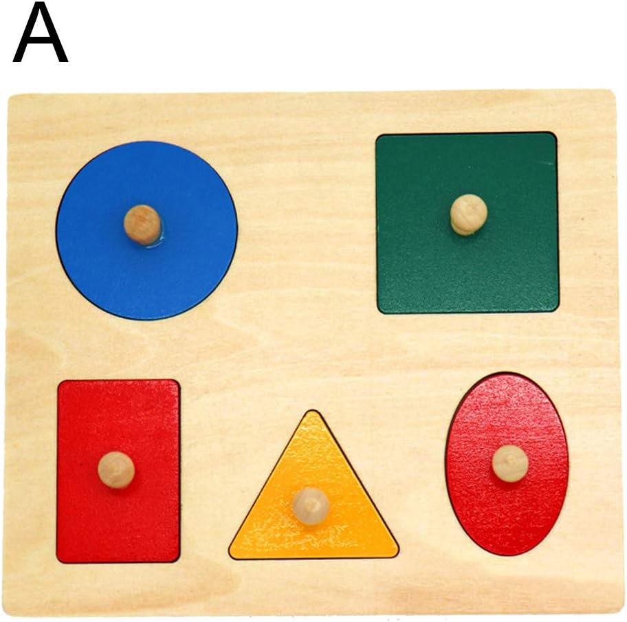 khkadiwb ToysRepair Tool Puzzles & Magic Cubes Montessori Wood Knob Puzzle Peg Board Geometric Shape Match Baby Educational Toy - A Non-Toxic Intelligent Development Gift