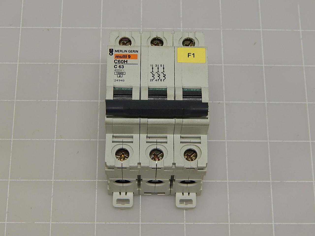 3 Pole ASI NDB2T-63C4-3L DIN Rail Mount Circuit Breaker 240/480V