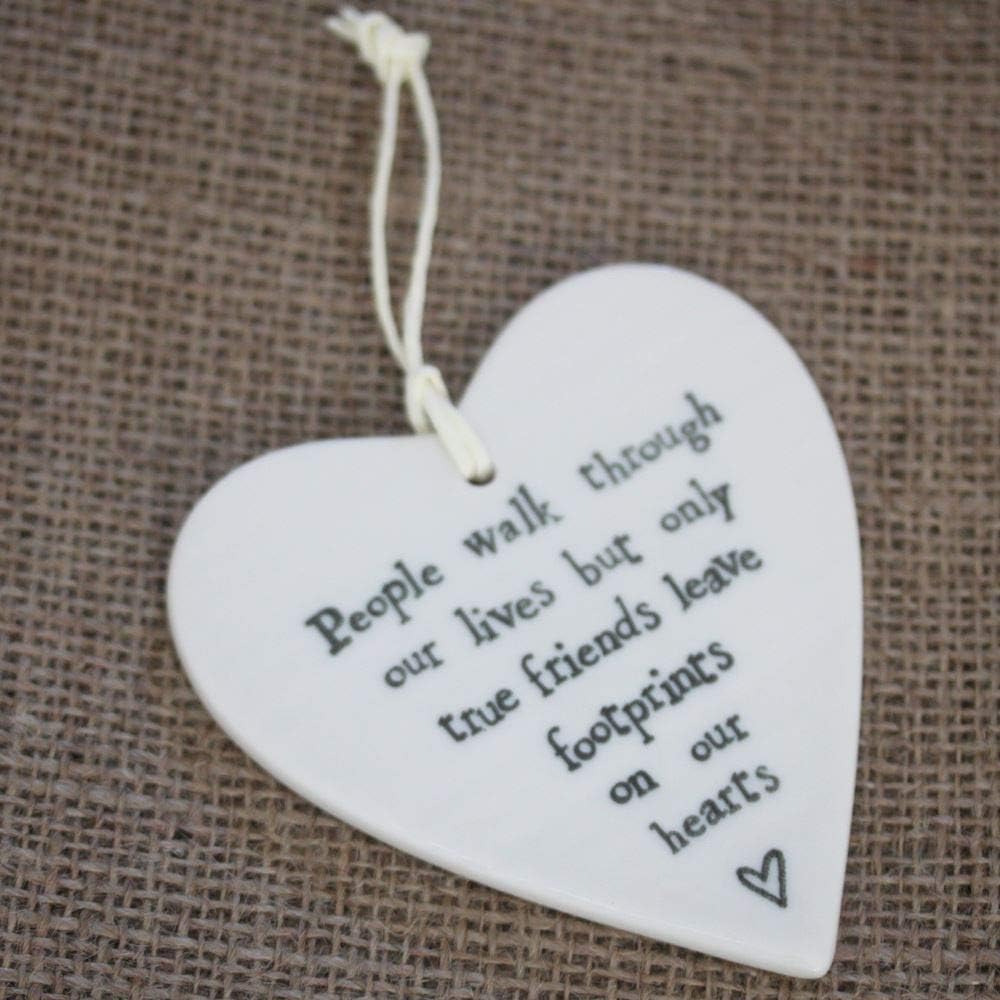 Porcelain Friendship Hanging Heart - People walk, White, 9 x 8.5cm - Image 4