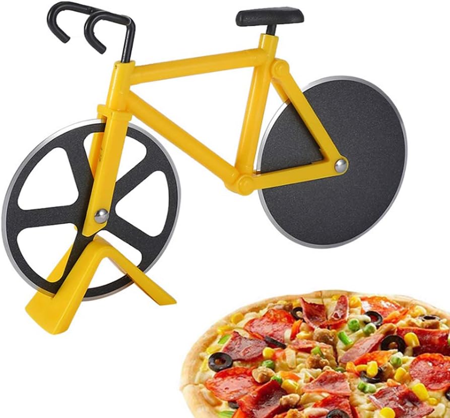 TDCQ Fahrrad Pizzaschneider,Pizza Cutter Bicycle,Pizza Cutter Wheel,Pizza Cutter Bike,Fahrrad Pizzaschneider, Pizzarad aus Edelstahl,Fahrrad Pizzaschneider Edelstahl