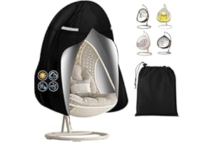 VIADOM Patio Furniture Covers Patio Hanging Egg Chair Covers Waterproof with Zipper, Outdoor Large Swing Egg Chair Cover, Heavy Duty Wind-Proof Weather Resisatnt Outdoor Wicker Single Seat Egg Chair Covers