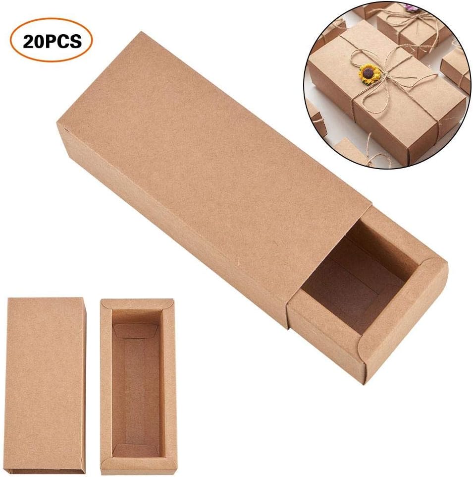 Ritapreaty 20PCS Kraft Paper Boxes, Candy Dessert Packaging Kraft Durable Paperboard for Wedding Birthday Holiday Celebrations Christmas Party