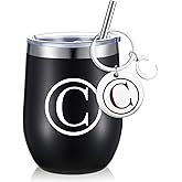 Dandat Personalized Wine Tumbler Cup with Keychain 12oz Black Stainless Steel Travel Mug with Lid Straw for Employee Teacher Coworker Nurse Volunteer Appreciation Gifts(C Style)