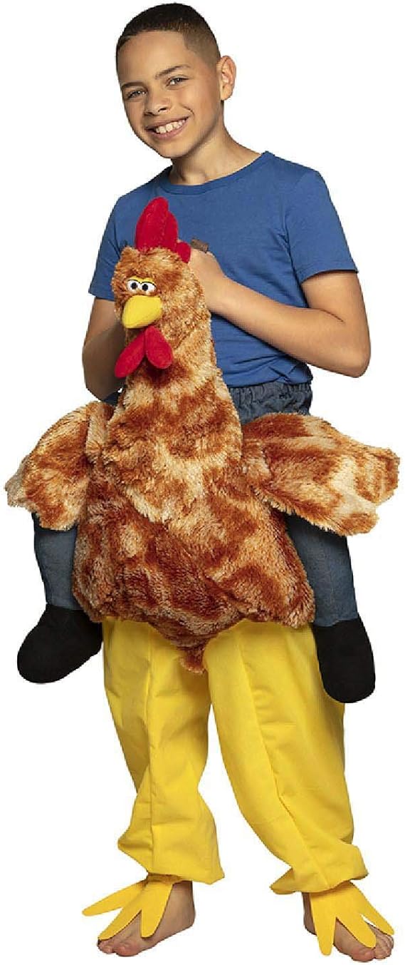 Boland 88077 - Kinderkostüm Auf einem Huhn, Unisex, Kostüm mit Plüsch