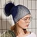 Winter Beanie Hats for Women Real Fur Pom Pom Slouchy Beanies Bobble Ski Cap