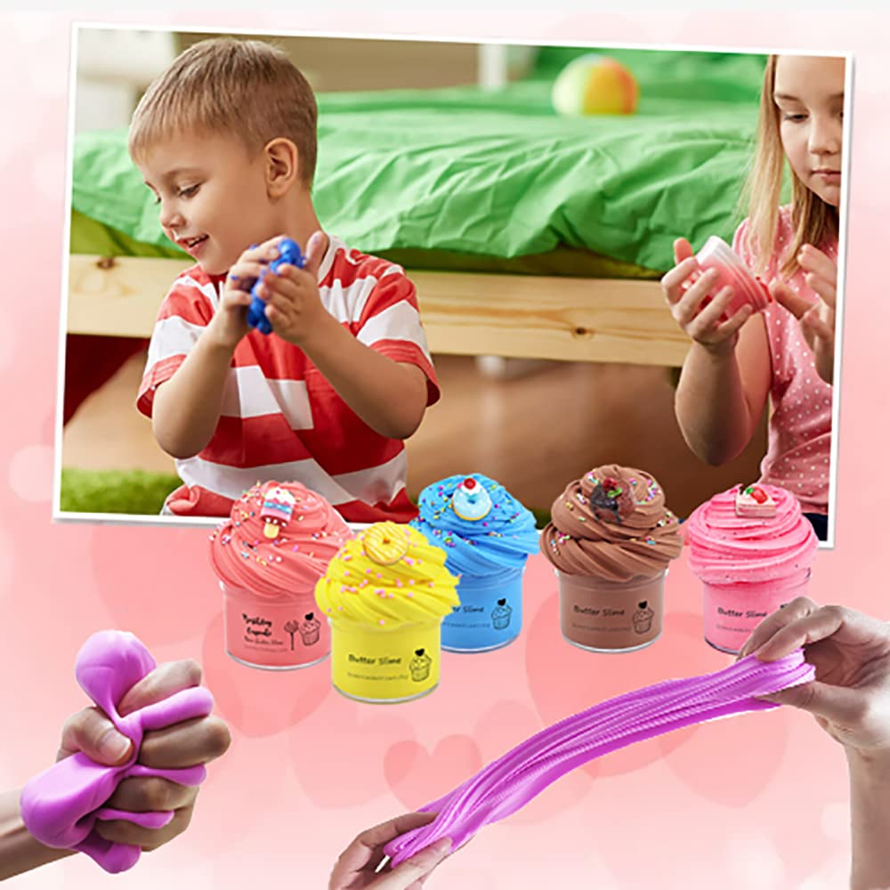 24 Pack Slime kit, Butter Slime, Macaroon Colors Cake Donut and Fruit Party Favors Slime， Stretchy and Non-Sticky, Stress Relief Toy for Kids Partys