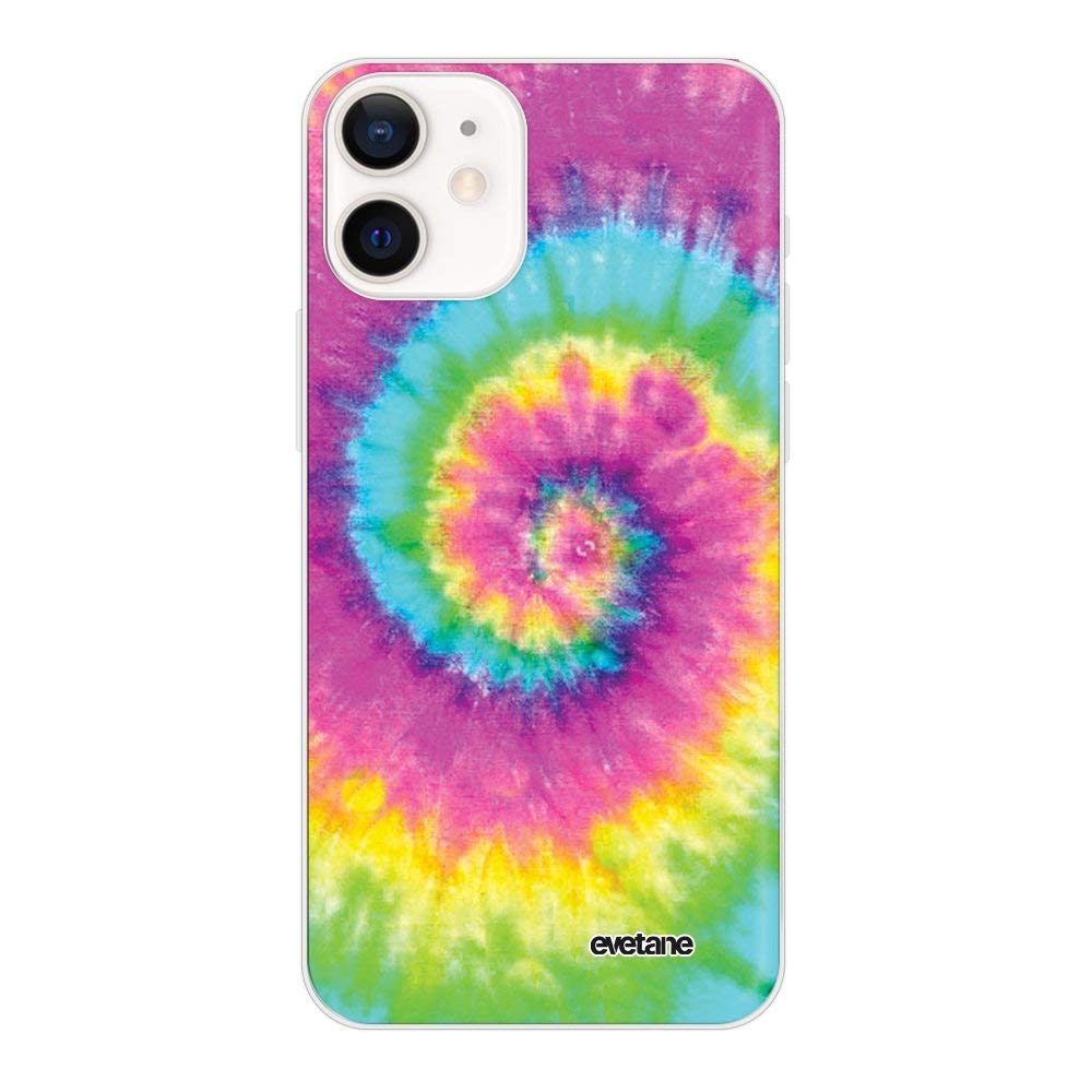 Evetane Case for 5.4 inch iPhone 12 Mini, Tie and Dye Rainbow — image 1