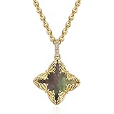 BENEIGE Clover Gold Necklaces for Women 14K Dainty Clover Butterfly Pendant Necklace Birthday Christmas Valentine's Day Gifts