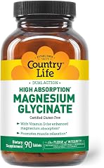 Country Life Magnesium Glycinate 350 mg with Vitamin D3, 90 Tablets | 350 mg magnesium bisglycinate plus 1,000 IU vitamin D3 