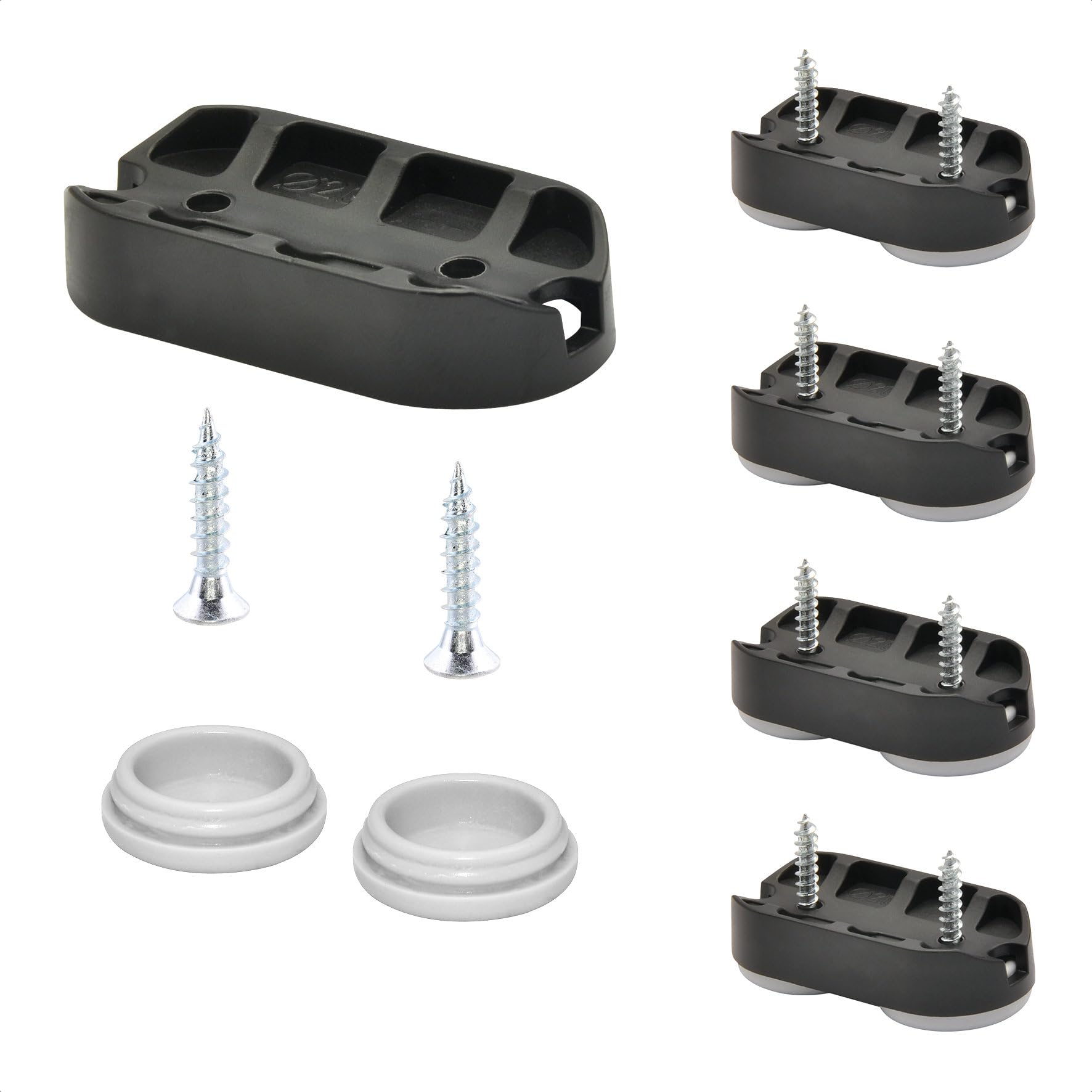 WAGNER QuickClick® Chair glides I 4pcs. set to screw on, for cantilever chairs with round tube I 4x base+8x screw+interchangeable glide insert - HYPER plastic - 42 x 20 mm - Made in Germany- 15831600