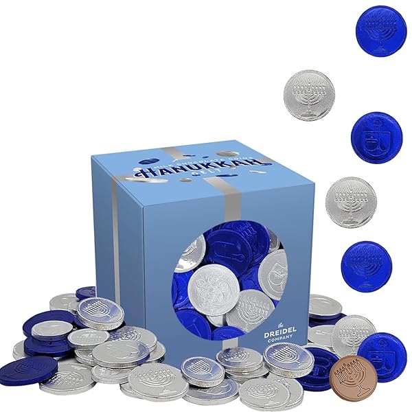 THE DREIDEL COMPANY CHOCOLATE COINS, NUT-FREE, MADE WITH PREMIUM BELGIAN MILK CHOCOLATE, KOSHER DAIRY CHANUKAH GELT (1 POUND)